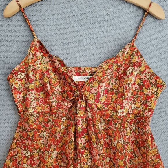 Victoria's Secret Tops - Y2K Victoria Secret Women's Babydoll Orange Floral Adjustable Strap Micro Dress